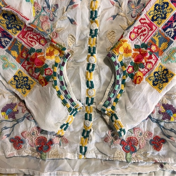 Johnny Was Nikolita Embroidered Blouse BOHO White Top, XS - Picture 7 of 10
